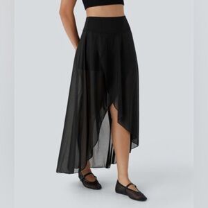 HALARA Black Sheer high low maxi Skirt